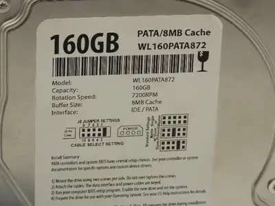 White Label WL160PATA872 160GB PATA/8MB Cache Notebook Hard Drive