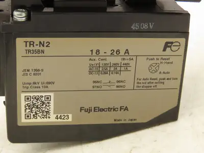 Fuji SC-N1 SC25BAA Motor Starter Contactor 25Hp 600V & Overload 18-26A Lot of 2