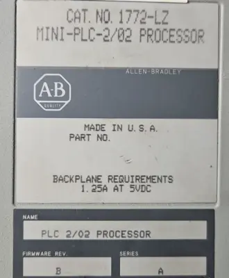Allen-Bradley 1772-LZ Mini PLC 2/02 Processor SerA. Loc3E30