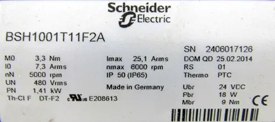 NEW SCHNEIDER ELECTRIC BSH1001T11F2A SERVO MOTOR