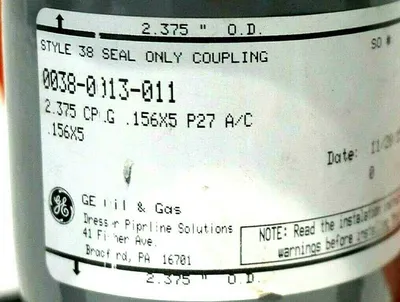 NEW GENERAL ELECTRIC 0038-0013-011 SEAL ONLY COUPLING 00380013011