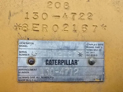 Caterpillar SR4B 350 KW Standby Rated Generator End 208V 1214Amps 1800RPM EMCPII