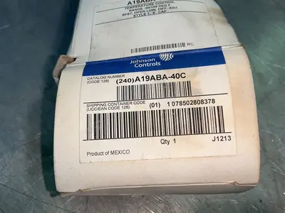 Used JOHNSON CONTROLS (240)A19ABA40C Temperature Controls Ohio US | HGR 24 #1314122