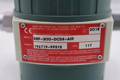 SAGE PRIME SRP-300-DC24-AIR INSERTION NATURAL GAS FLOW METER STOCK 4880