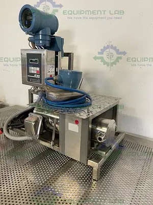USED QUATTRO FLOW PUMP W/ 3HP MOTOR, ROSEMOUNT CMF010 MASS FLOW SENSOR, TRANSMITTER