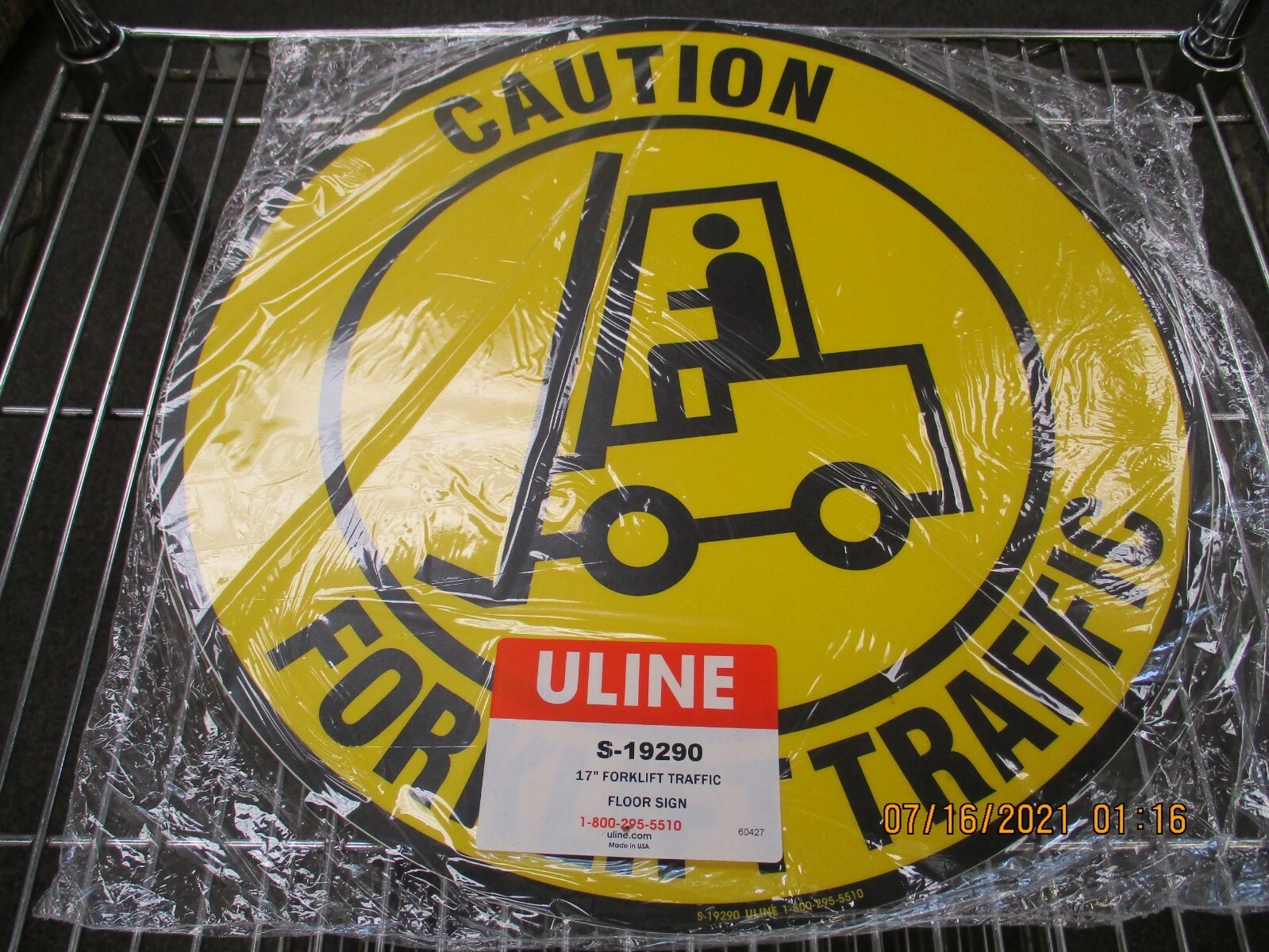 Uline S-19290 17" New Forklift Traffic Signs Floor Sign