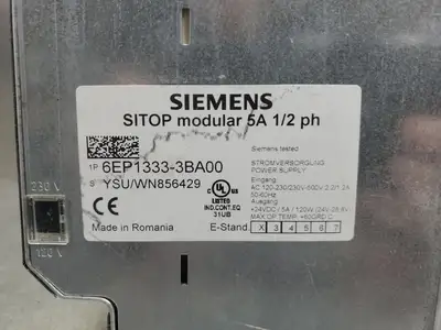 Siemens 6EP1333-3BA00 SITOP Modular Power Supply, 24VDC, 5A. 4F-39