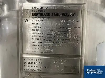 USED Northland 300 Liter Northland Stainless Receiver Tank, 316L S/S, 50#