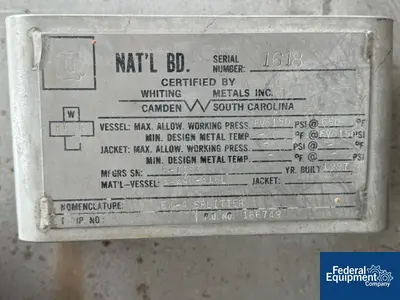 USED Whiting Metals 550 Gal Whiting Metals Receiver, 316L, 150#