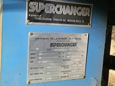 USED 1996 SUPERCHANGER HEAT EXCHANGER UX-116-UJ-14