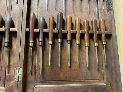 7446-385 Antique Holtzapffel Ornamental Lathe Turning Tools Chisel Set, London -54 Each