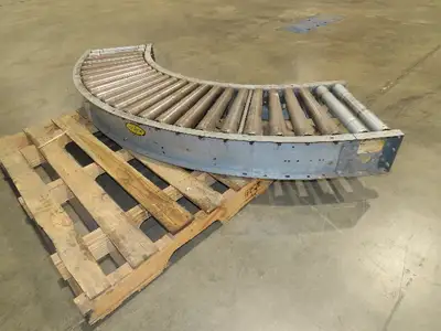 Hytrol 18"x 79" Galvanized Steel 90° Curve Gravity Roller Conveyor Section 15"BF