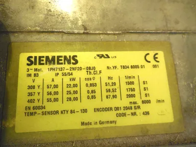 SIEMENS 1PH7137-2NF20-0BJ0 MOTOR 1PH71372NF200BJ0