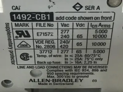 USED ALLEN BRADLEY 1492-CB1/G040 SER A