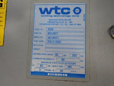 USED WELDING TECHNOLOGY CORP 3045