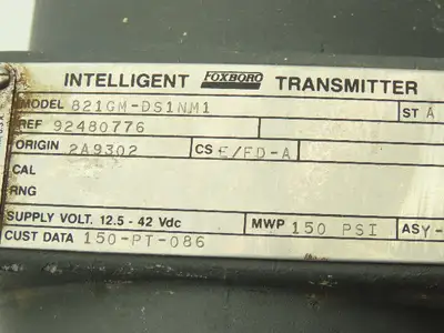 Foxboro 821GM-DS1NM1 Electronic Pressure Transmitter 12.5-42VDC 150PSI Ametek SB