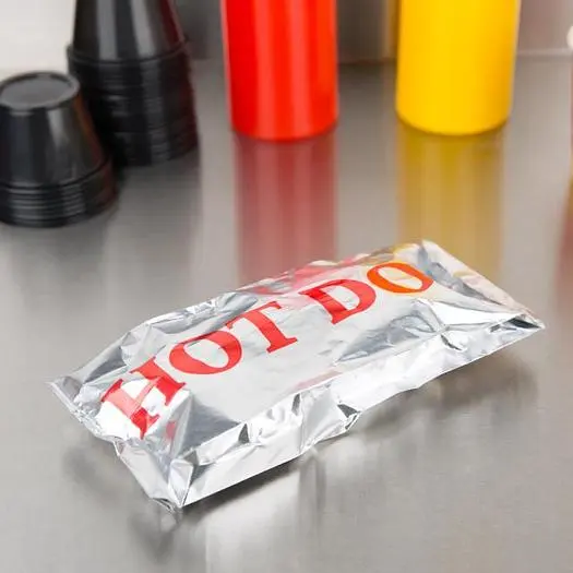 3 1/2" x 1 1/2" x 9" Printed Foil Hot Dog Bag - 1000 / Case