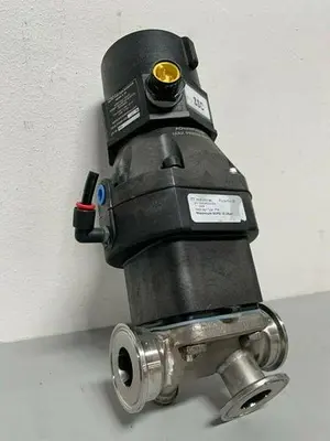 USED ITT SHEROTEC 4-WAY 316L VALVE W/ 2" & 1" SANITARY FITTINGS W/ POSITION MONITOR