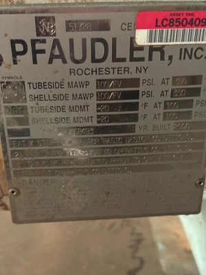 2006 PFAUDLER 25 SQ FT Heat Exchanger - Shell & Tube | Perry Equipment (2)