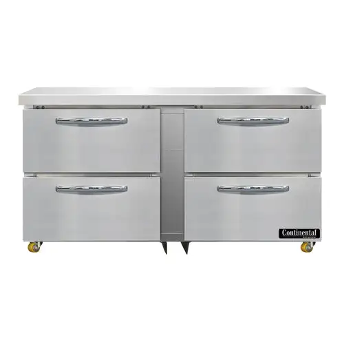 Continental SW60N-U-D 60" W Undercounter Refrigerator W/ (2) Sections & (4) Drawers, 115v