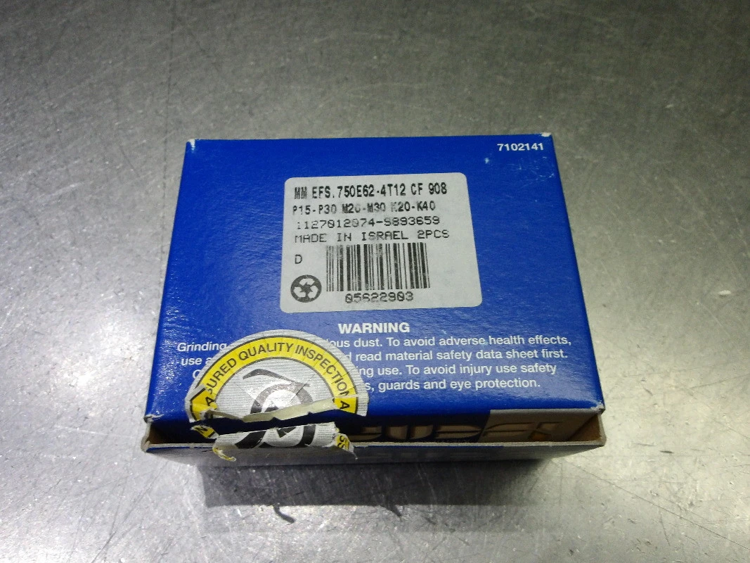 Iscar T12 3/4" 4 Flute Carbide Endmill Head QTY2 MM EFS.750E62.4T12 CF 908 (LOC2342)