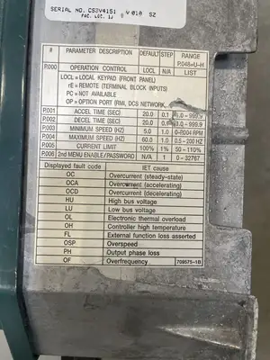 Reliance Electric GV3000 3 HP/2.2kw M/N 3V4151 Vector Inverter 380 VAC @1A