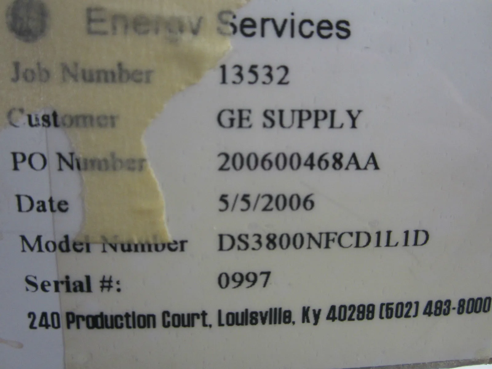 General Electric DS3800NFCD1L1D PC Board