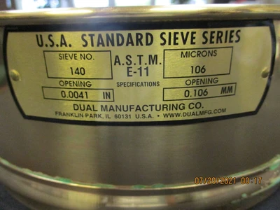 USED Dual Manufacturing Co Sieve No. 140