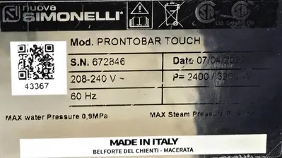 USED NUOVA SIMONELLI PRONTOBAR