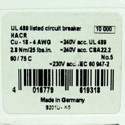 USED ABB S 201 U K 5 A