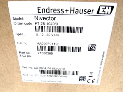 NEW ENDRESS+HAUSER FTI26-1040/0 NIVECTOR SENSOR 71380265 FTI2610400