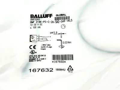New | in-Stock Balluff BMF 214K-PS-C-2A-SA2-S49-00,5 Proximity Sensors Michigan US | Maverick Industrial Sales #1389164