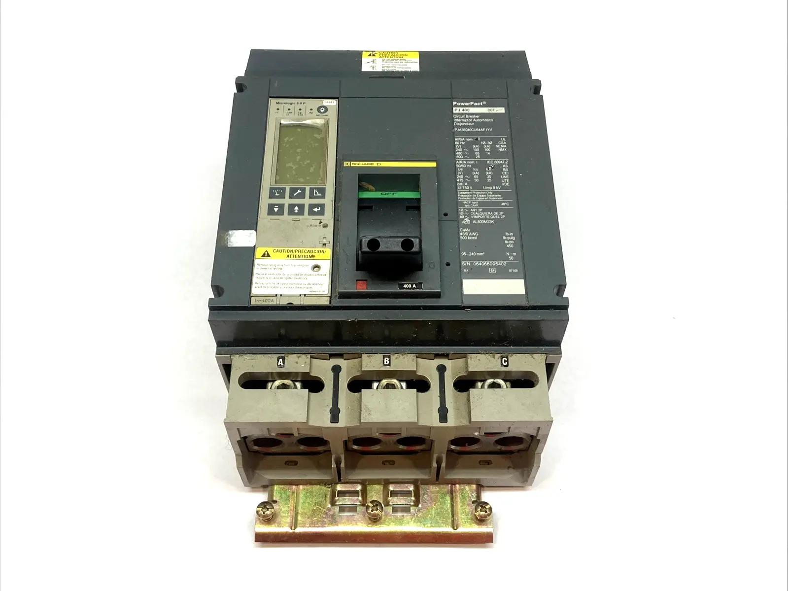 USED SQUARE D POWERPACT CIRCUIT BREAKER 400A 3P 600V MICROLOGIC 6.0P
