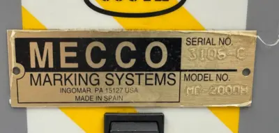 USED COUTH MC-2000H MARKING SYSTEM HK00FN MC2000H