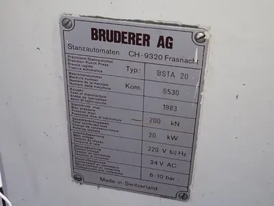 USED 1983 BRUDERER AG BSTA 20