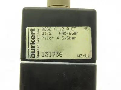 Burkert 0262 Pneumatically Operated Valve 2 Position 2 port 65 to 87psi G1/2"