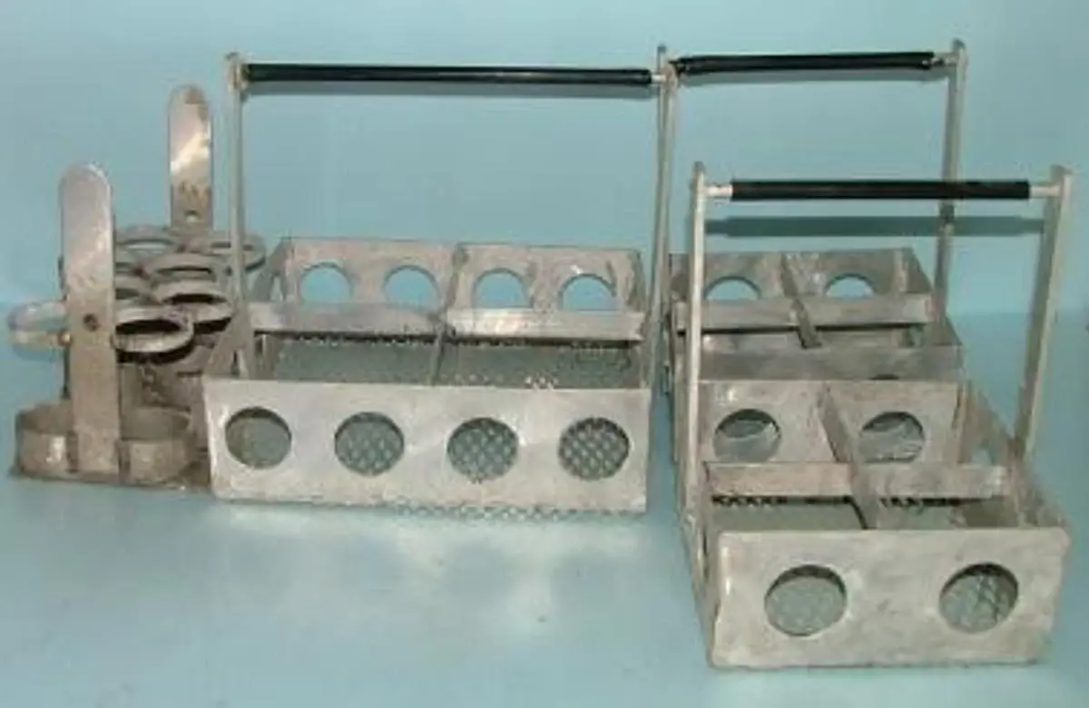 QTY. 4. STAINLESS STEEL BASKETS A)13 &frac12; X 13...