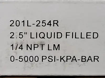 2.5" Pressure Gauge 5000 PSI, 1/4" NPT, 201L-254R