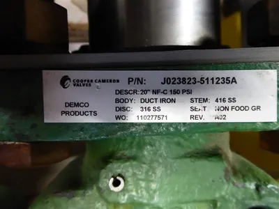 Cooper Cameron 20" Actuated Disc Valve Assembly J023823-511235A Used
