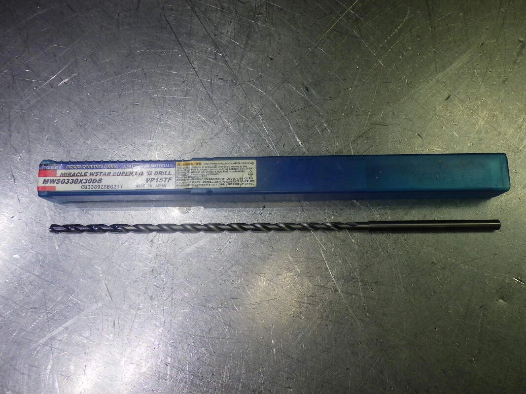 Mitsubishi 3.3mm Coolant Thru 30xD Carbide Drill MWS0330X30DB VP15TF (LOC3596)