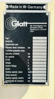 USED 1983 GLATT AIR TECHNIQUES UNITGLATT