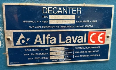Alfa-Laval AVNX 4555 decanter centrifuge, 316SS.