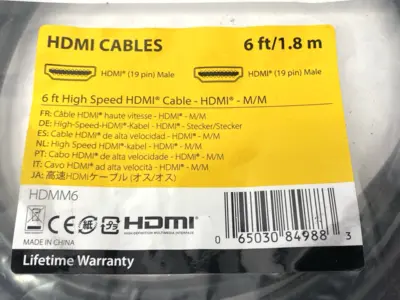 NEW STARTECH HDMI CABLE 6' HIGH SPEED MALE TO MALE