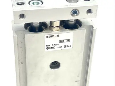 CXSM15-25 | SMC  Dual Rod Pneumatic Guided Cylinder 15mm Bore 25mm Stroke - Used