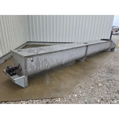 Used 24" Dia X 22' L Stainless Steel Trough, Carbon Steel Screw Auger Conveyor