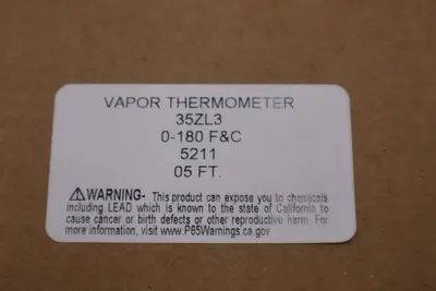 WEISS 35ZL3-5211 VAPOR THERMOMETER 0- 180° F NEW OPEN BOX STOCK 5710CC