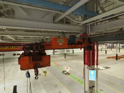 Cleveland Tramrail P&H 1 Ton Single Girder Underhung Bridge Crane 21' 8" Span