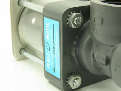 Plast-o-matic DA100V PVC Valve Pneumatic Shutoff 1" NPT Sch 80 Double Action