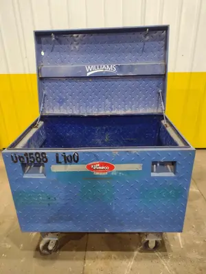 61" X 31" x 39" BLUE STEEL PORTABLE JOB BOX: STOCK 20055