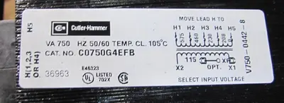 Cutler Hammer 750 VA Control Transformer 208-230/460V Primary 115V Secondary